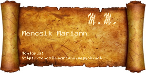 Mencsik Mariann névjegykártya